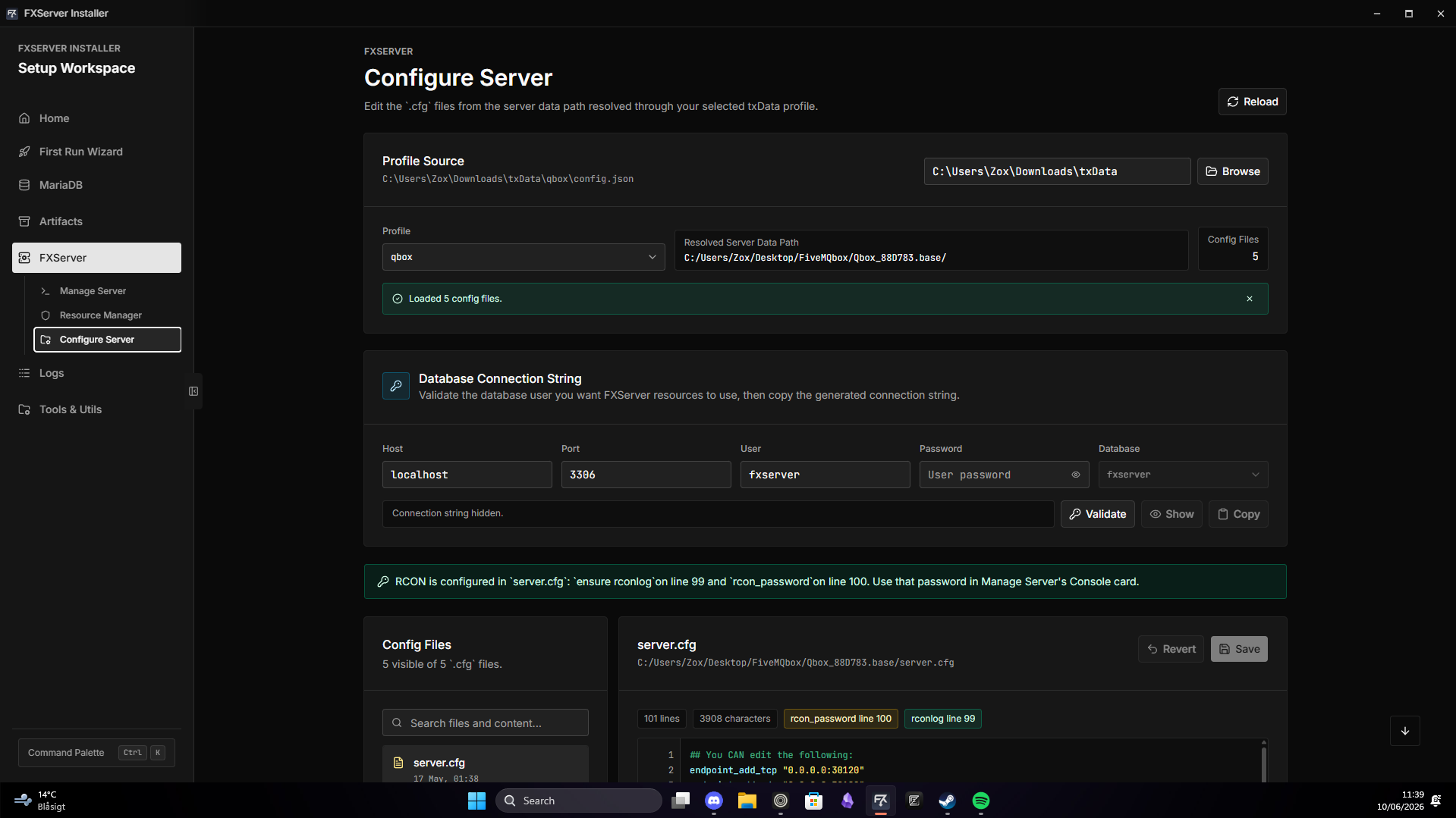 FXServer Installer server configuration editor
